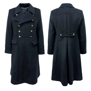 冷战时代复刻苏联海军M69军官冬季黑色12扣羊毛呢子大衣防寒长款
