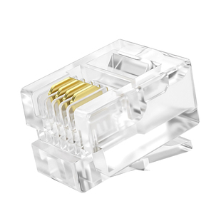 6P4C电话水晶头纯铜镀金电话座机传真机rj11连接器四芯电话接插头