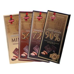 纯可可脂白俄罗斯黑巧克力原装进口90%健身苦黑网红小零食斯巴达