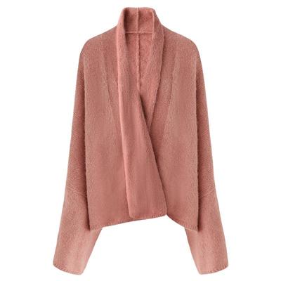 气质温柔粉设计感针织开衫