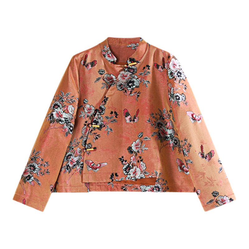 BAOERJIA「宝儿家」BB50326309新中式桑蚕丝羊毛花卉汉服提花上衣