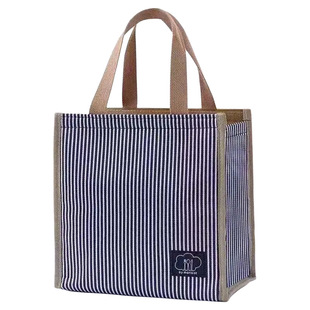 条纹保温袋铝箔加厚手提袋大容量饭盒袋便当包上班族餐包袋子