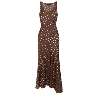 瑾姑娘【斜裁】修身显瘦复古波点长裙小个子 欧阳娜娜同款连衣裙