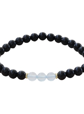 黑曜石圆珠手链女设计师款百搭