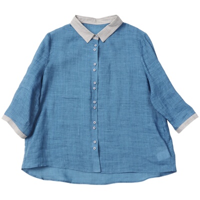 无色无味八分袖衬衫新款文艺衬衫