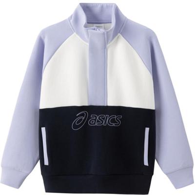 ASICS/亚瑟士童装长袖卫衣舒适春夏新品宽松运动卫衣T恤半开拉链