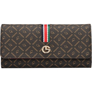 金利来女士钱包长款2025新款复古印花优雅手拿包女大容量卡包轻奢