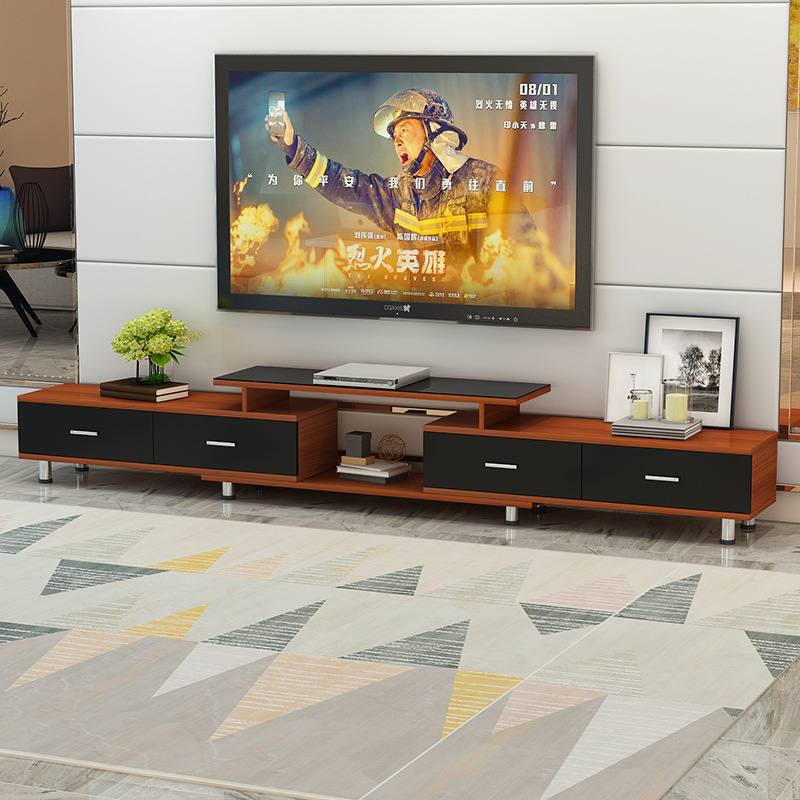 简约现代伸缩电视柜茶几组合钢化玻璃视听客厅木质柜电视机柜批发