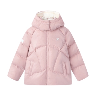 【商场同款】特步童装冬季女童保暖连帽羽绒服冬装厚款外套防寒服