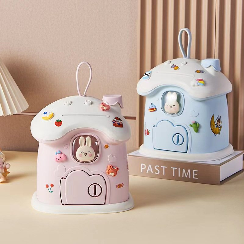 新款小兔子蘑菇屋存钱罐女孩可爱摔不烂可存可取儿童礼物储蓄罐