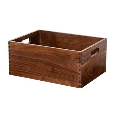 胡桃木杂物桌面长方形整理置物盒