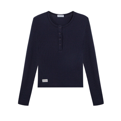 ADoOr亨利领华夫格长袖T恤