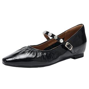 EBLAN/伊伴真皮内增高玛丽珍鞋女2026春季新款珍珠复古软底单鞋子