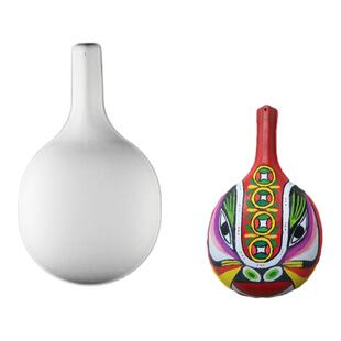 5个装白胚马勺手绘面具京剧全脸空白幼儿园儿童纸浆手工绘画材料