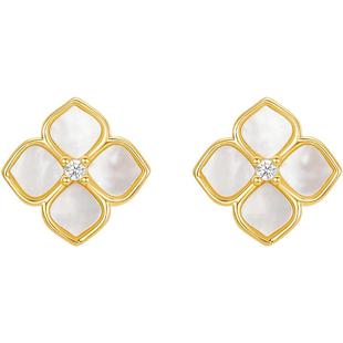 周六福耳钉女几何耳饰S925银高级感小众新年礼物送女友