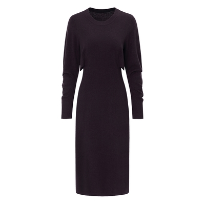 IDPAN斗篷设计针织连衣裙捏褶袖简雅智美修身裙子2025冬季新款