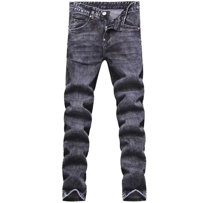 潮流黑色棉弹修身小脚牛仔裤