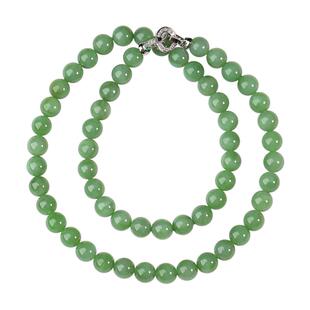 和田玉项链亲宝水晶天然和田玉碧玉珠链女粉青玉石饰品妈妈链