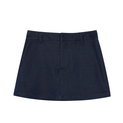 MULVAN 百搭出圈 深蓝色遮跨显瘦半身裙女设计感防止走光短款裤裙