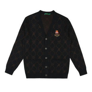 雷迪波男装针织毛衣开衫2025秋季新款V领羊毛抗起球满身提花外套