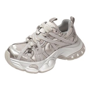 星期六超火加绒银色老爹鞋女款2025新款厚底增高休闲运动鞋【直】