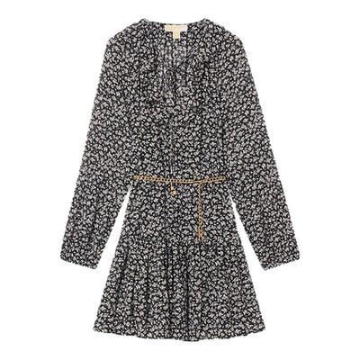 MK女士乔其纱荷叶边碎花连衣裙