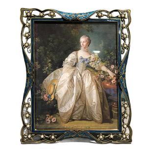 欧式复古宝石蓝相框摆台6/7/8/10寸金属玻璃像框个性照片框高级感