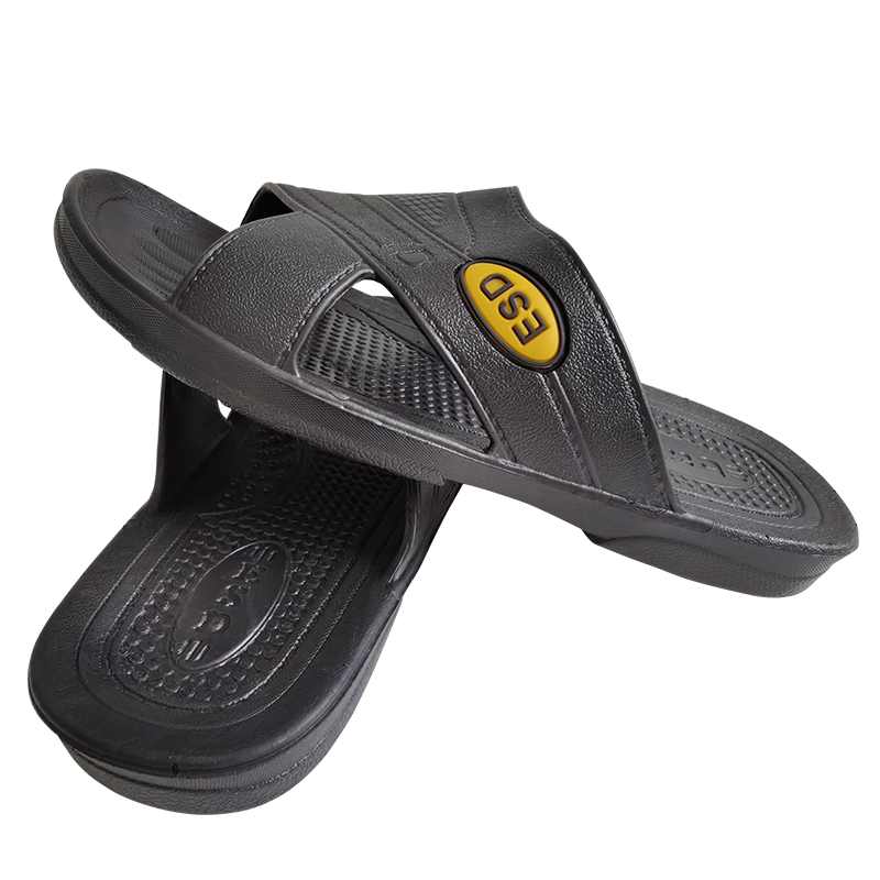 无尘车间ESD防静电拖鞋软底防滑男女电子厂黑蓝色凉拖鞋防臭加厚