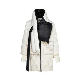 【随单送围脖】HPLY荷比俪新款撞色围巾鹅绒羽绒服女