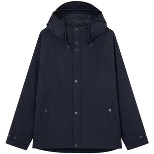 【秋季甄选】Hazzys哈吉斯纯色休闲男装上衣连帽挺括通勤夹克外套