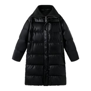 BJHG不计后果高级感长款羽绒服男女款冬季情侣加厚仿蛋白皮羽绒服