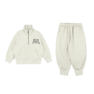 大耳象女童字母立领套头卫衣收口运动裤2026春季新款宝儿纯棉套装