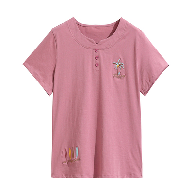 不起球不褪色妈妈纯棉短袖上衣女