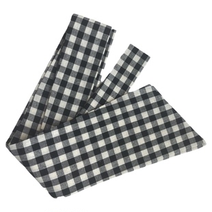 黑白棋盘格 色织大格子棉布飘带 连衣裙腰带 简约通勤 绑蝴蝶结
