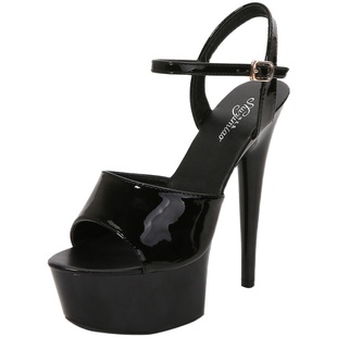 15cm恨天高模特走秀钢管舞高跟鞋tb秀舞台鞋防水台凉鞋女大码保密