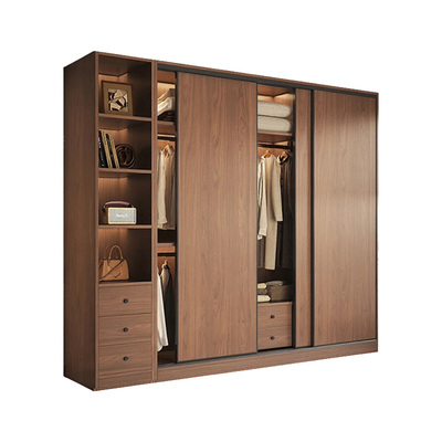 推拉门实木衣柜家用卧室抽屉柜子