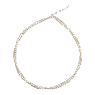 CHEZ LOOPS碎银贝珠双层叠戴锁骨链925纯银时尚简约气质百搭原创