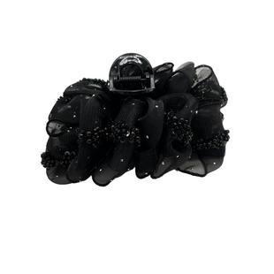 满天星网纱褶皱抓夹女2025新款后脑勺盘发发夹高级感鲨鱼夹子头饰