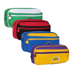 得力NBA联名限定笔袋中小学生男孩大容量文具收纳袋高颜值篮球队徽多层简约初中生铅笔盒文具盒拉链文具袋