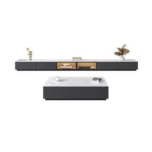 岩板电视柜茶几组合现代简约客厅极简轻奢地柜小户型地台电视机柜