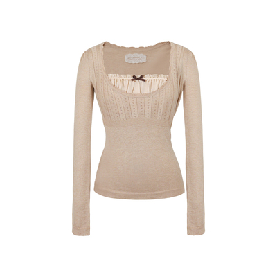 西西里去巴黎2.0拼接针织上衣