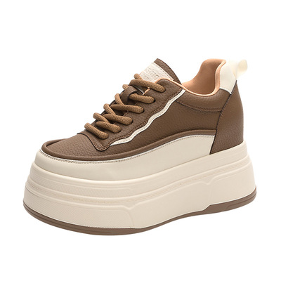 9cm真皮小白鞋板鞋松糕休闲白鞋