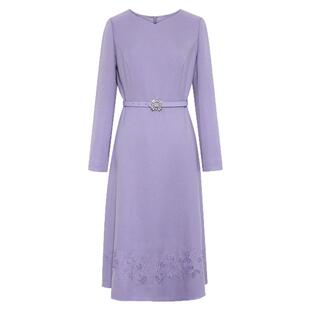 【绛玉枝】BBLLUUEE粉蓝衣橱2025秋冬女装气质雅致镂空绣花连衣裙