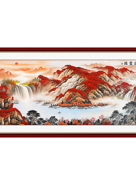 鸿运当头客厅山水国画猎福新中式