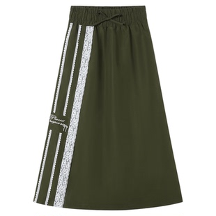 PSO Brand女装【蕾丝拼接】梭织刺绣花边宽松直筒A字半身长裙秋季