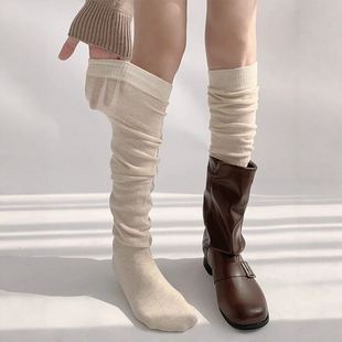 早秋堆堆穿搭 堆堆袜搭配靴子自带氛围感过膝袜小腿袜