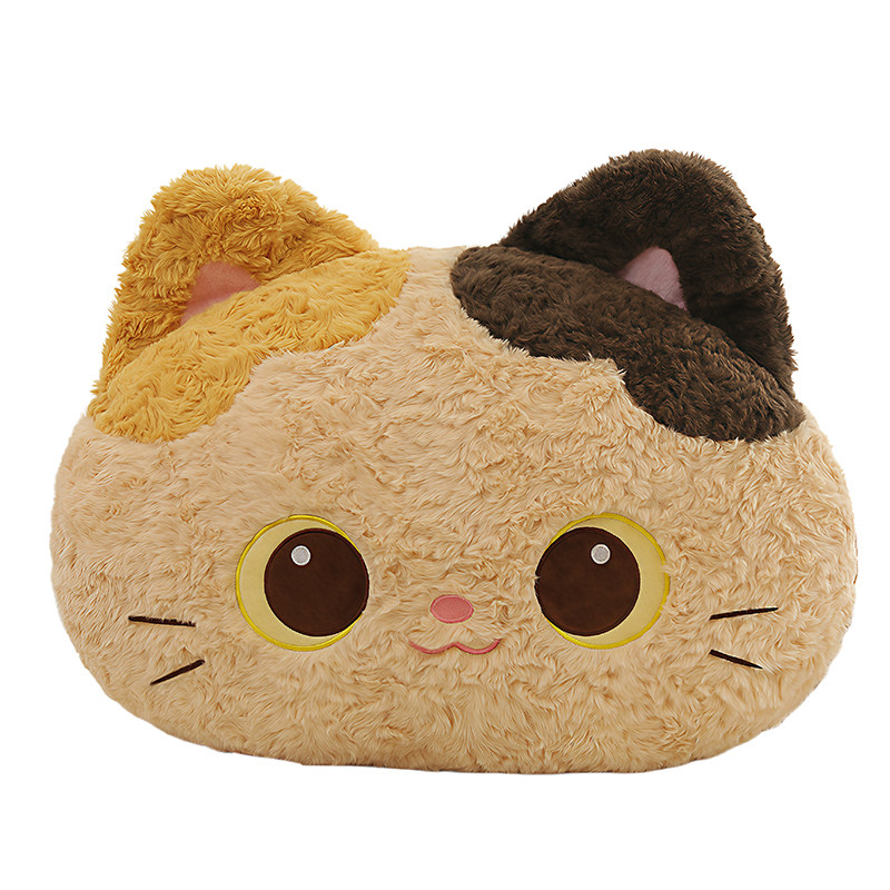三花猫黑猫头型抱枕毛绒玩具