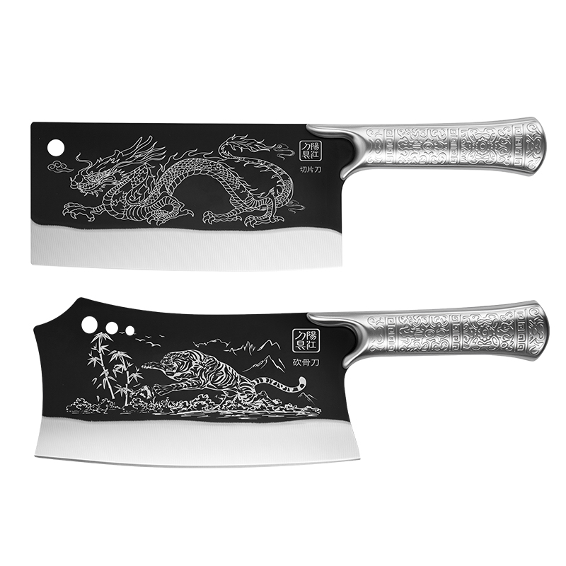 菜刀砍骨刀套装不锈钢锻打厨房砍切刀家用切片刀斩骨刀阳江菜刀
