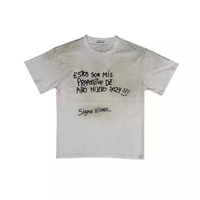 特价亏本清仓AMBSOM标语人像印花Vintage磨毛喷污做旧水洗短袖