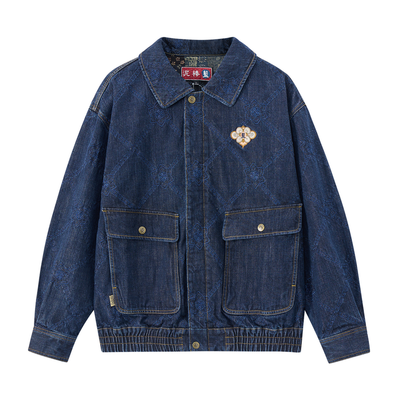 ONIARAI/鬼洗25秋冬新泥棒蓝敦煌藻井绣花宽松牛仔夹克男 N340239